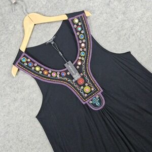 NEW Cable & Gauge Women's Black Tank Top Size 1X Viscose Beaded Embellished NWT